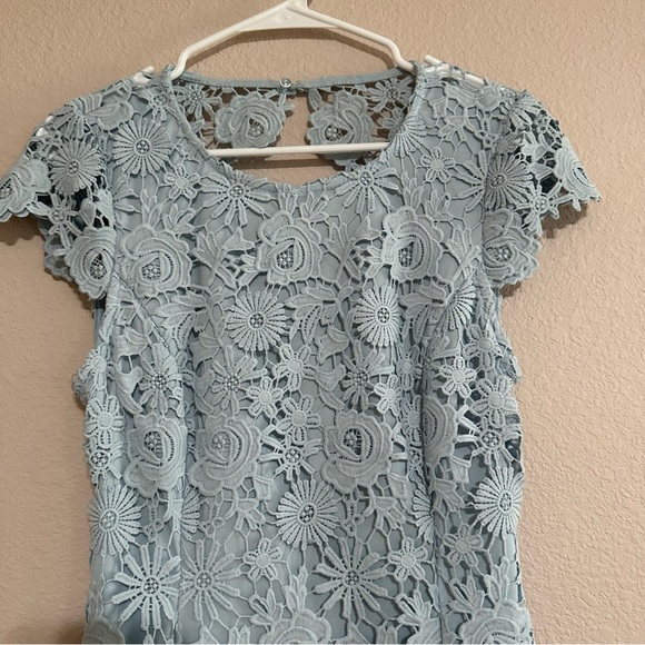 Lulus Romance Language Light Blue Backless Lace Dress Size M - Picture 4 of 10